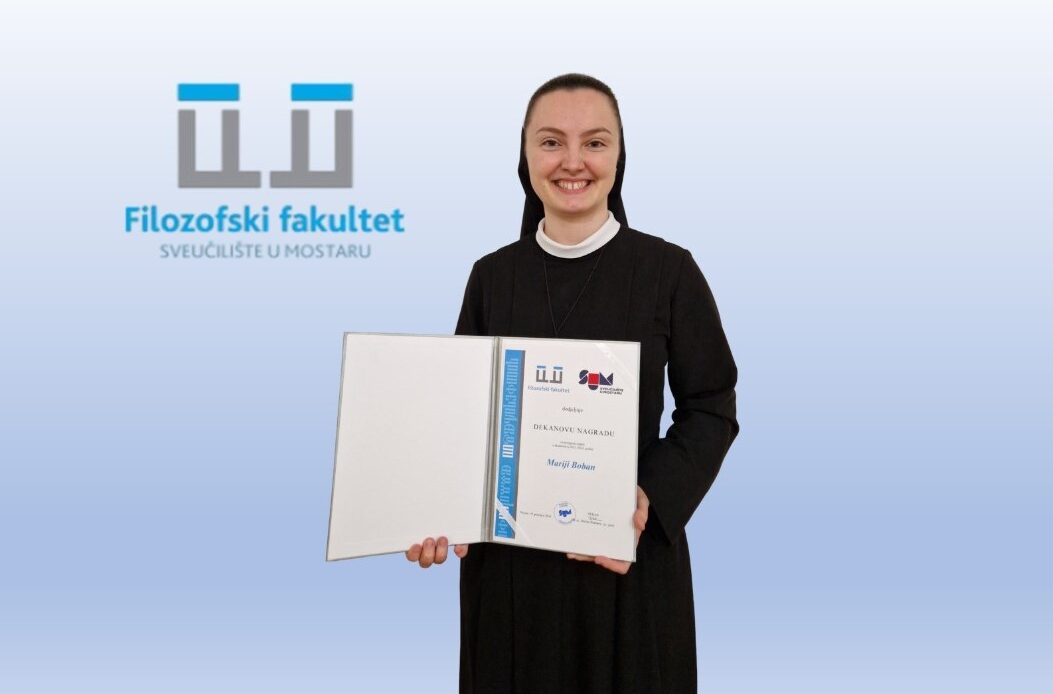 S. Marija Ivana Boban dobitnica Dekanove nagrade na Filozofskom fakultetu Sveučilišta u Mostaru Boba 1053x694